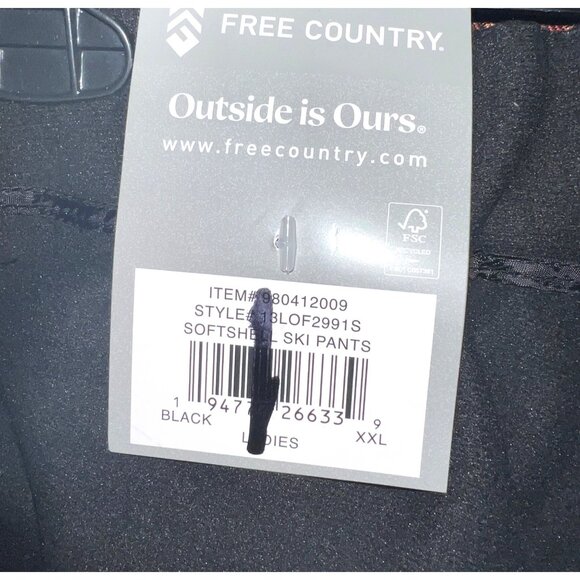 NEW Free Country XXL Black Softshell Ski Pants Zipper Pockets Adjustable Waist - Picture 4 of 4